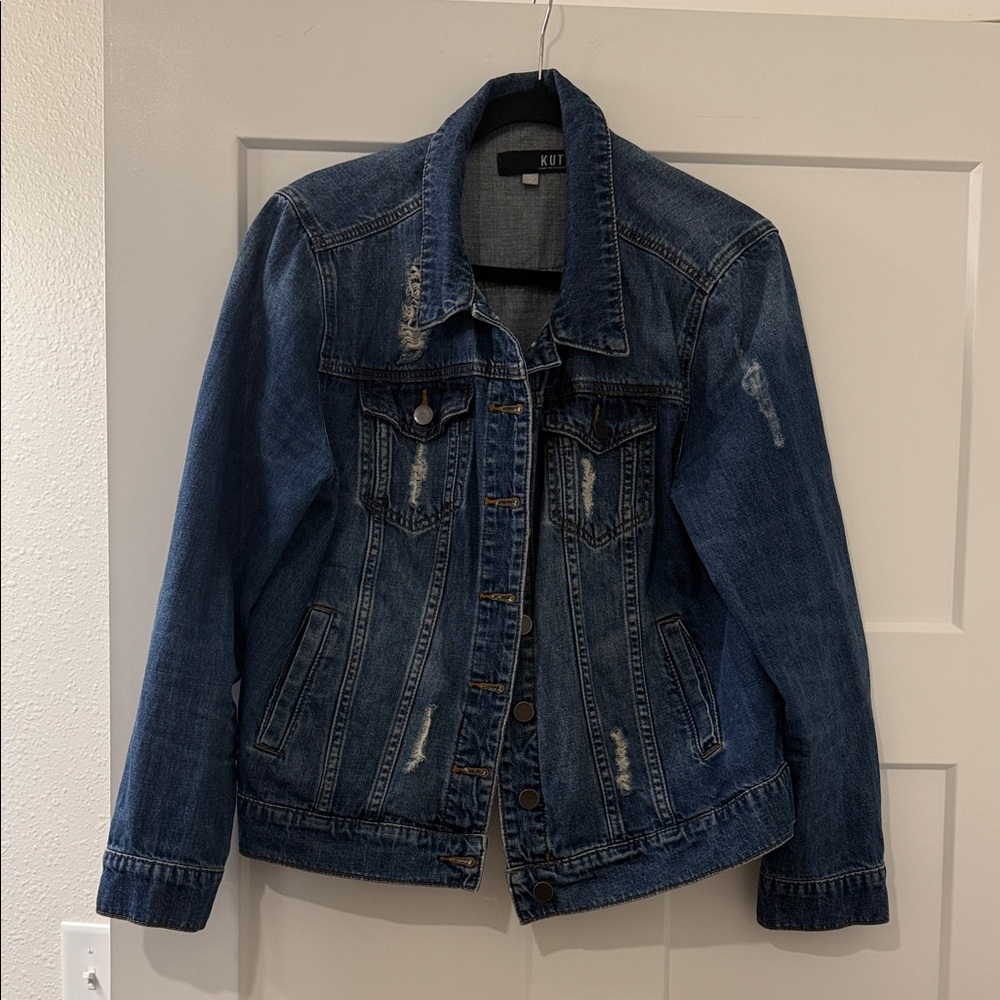 Kut from the Kloth Distressed Blue Denim Jacket